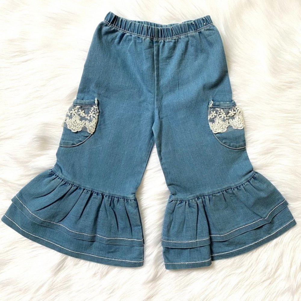 Jelly The Pug Ruffle Flare Jeans Sz 3T